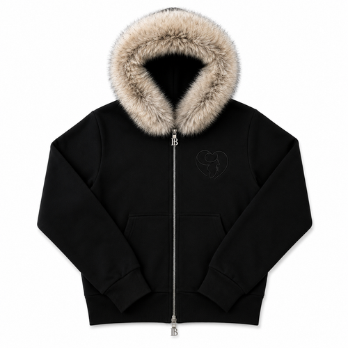 Black Hoodie with removable faux Fur