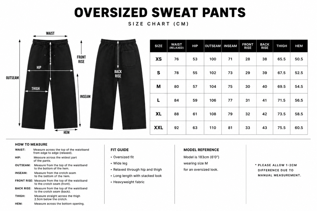 Black Cotton Fleece Straight-Leg Pants