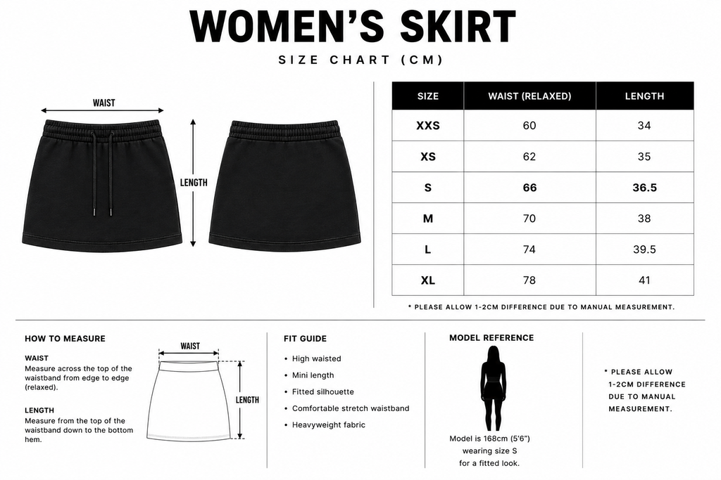 Black cotton fleece skirt