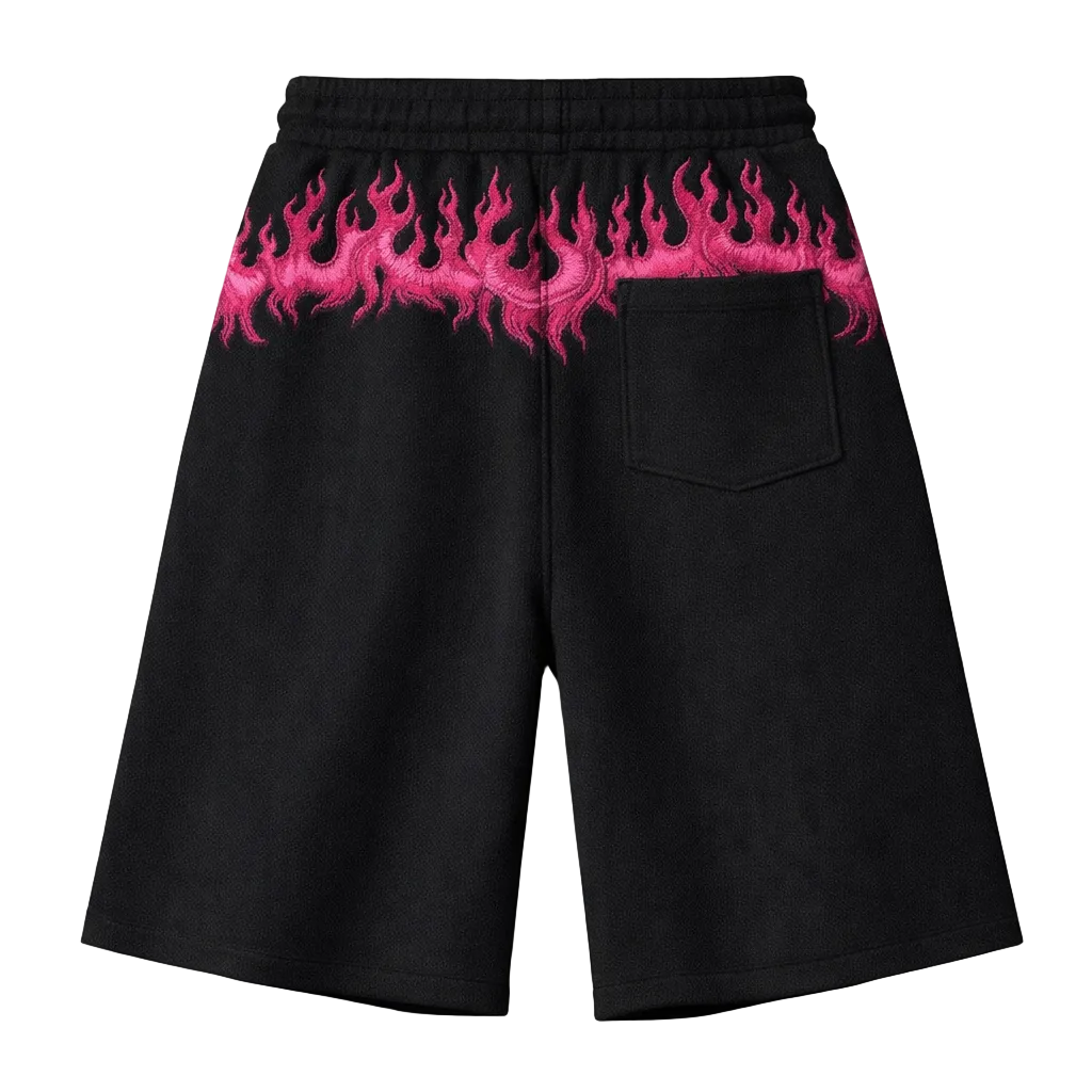 Pink Heart Flames Shorts
