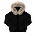 Women’s Cropped black Faux Fur Hoodie