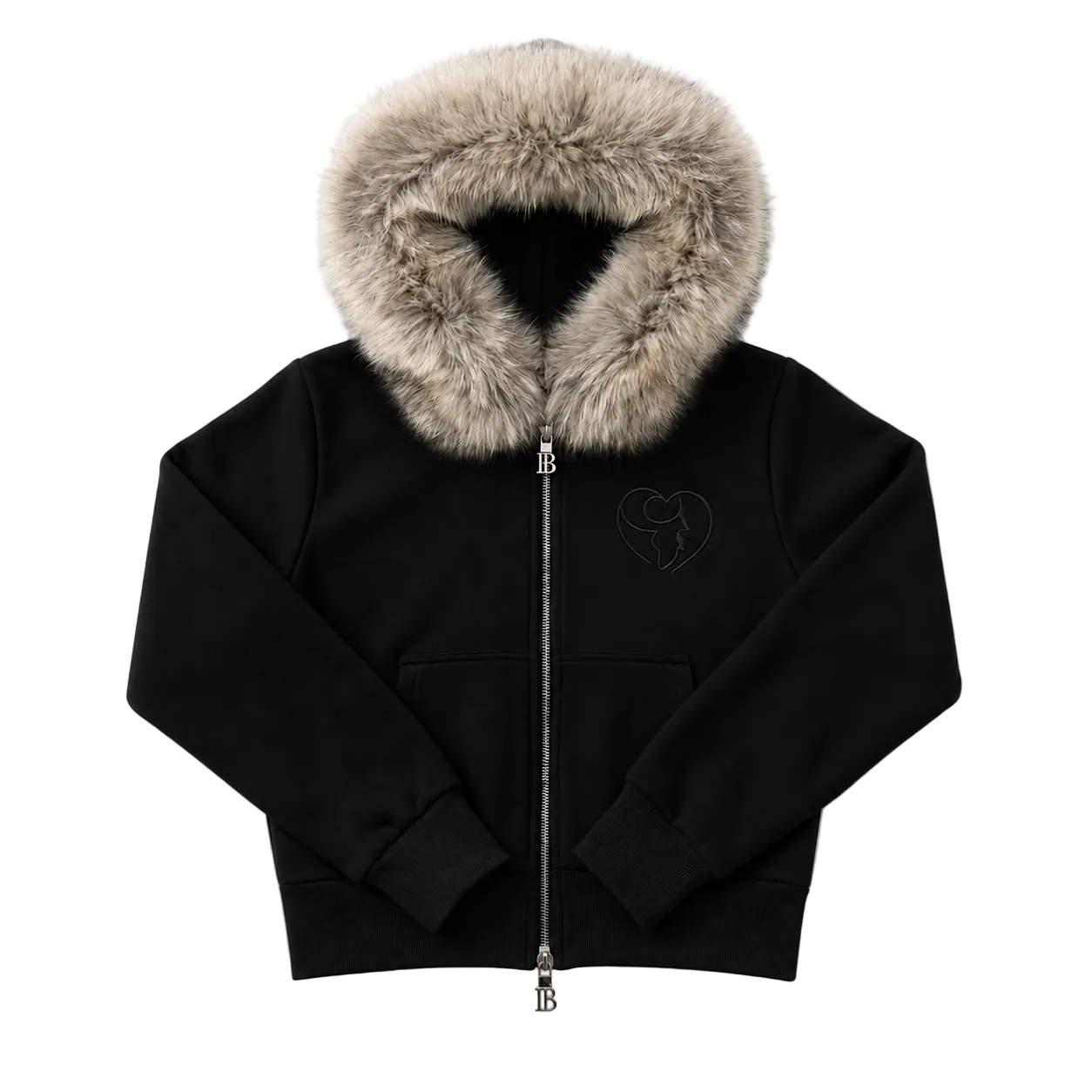 Women’s Cropped black Faux Fur Hoodie