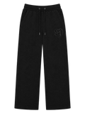 Black Cotton Fleece Straight-Leg Pants