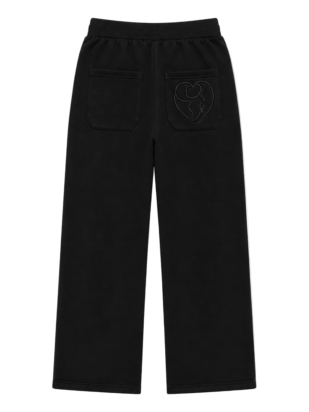 Black Cotton Fleece Straight-Leg Pants