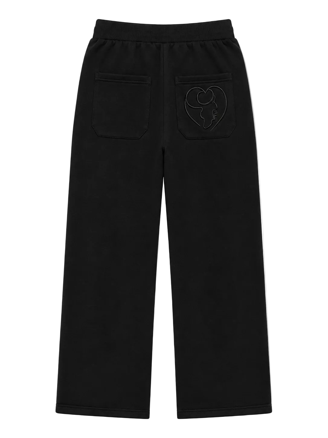 Black Cotton Fleece Straight-Leg Pants