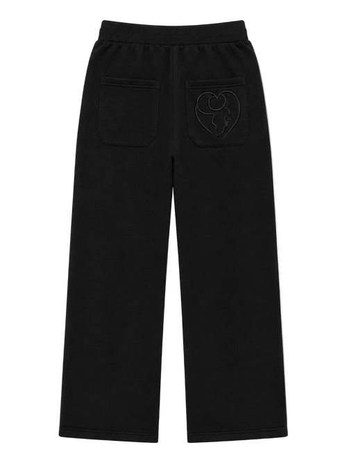Black Cotton Fleece Straight-Leg Pants