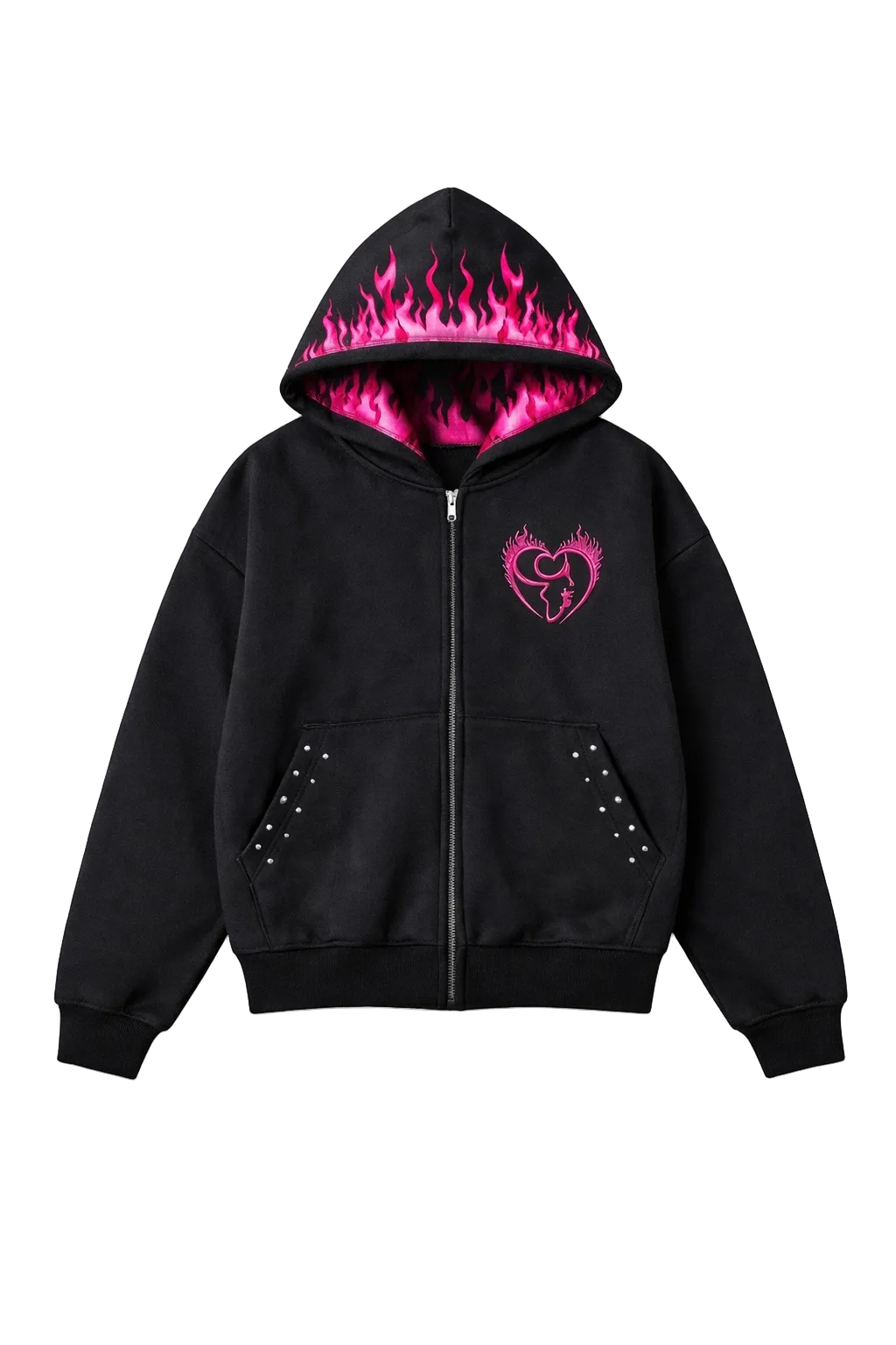 Pink Heart Flames Hoodie