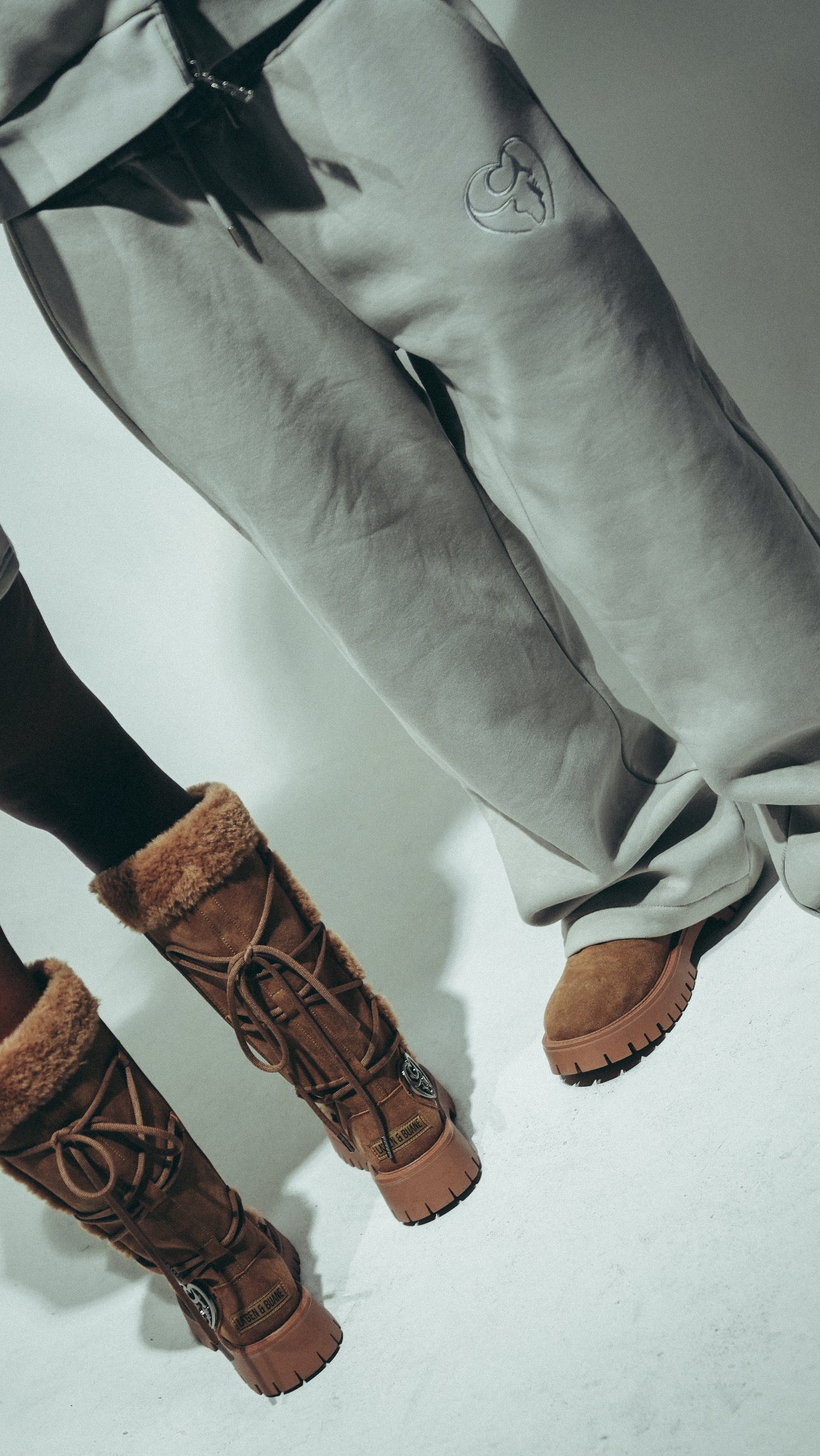 Grey Cotton Fleece Straight-Leg Pants