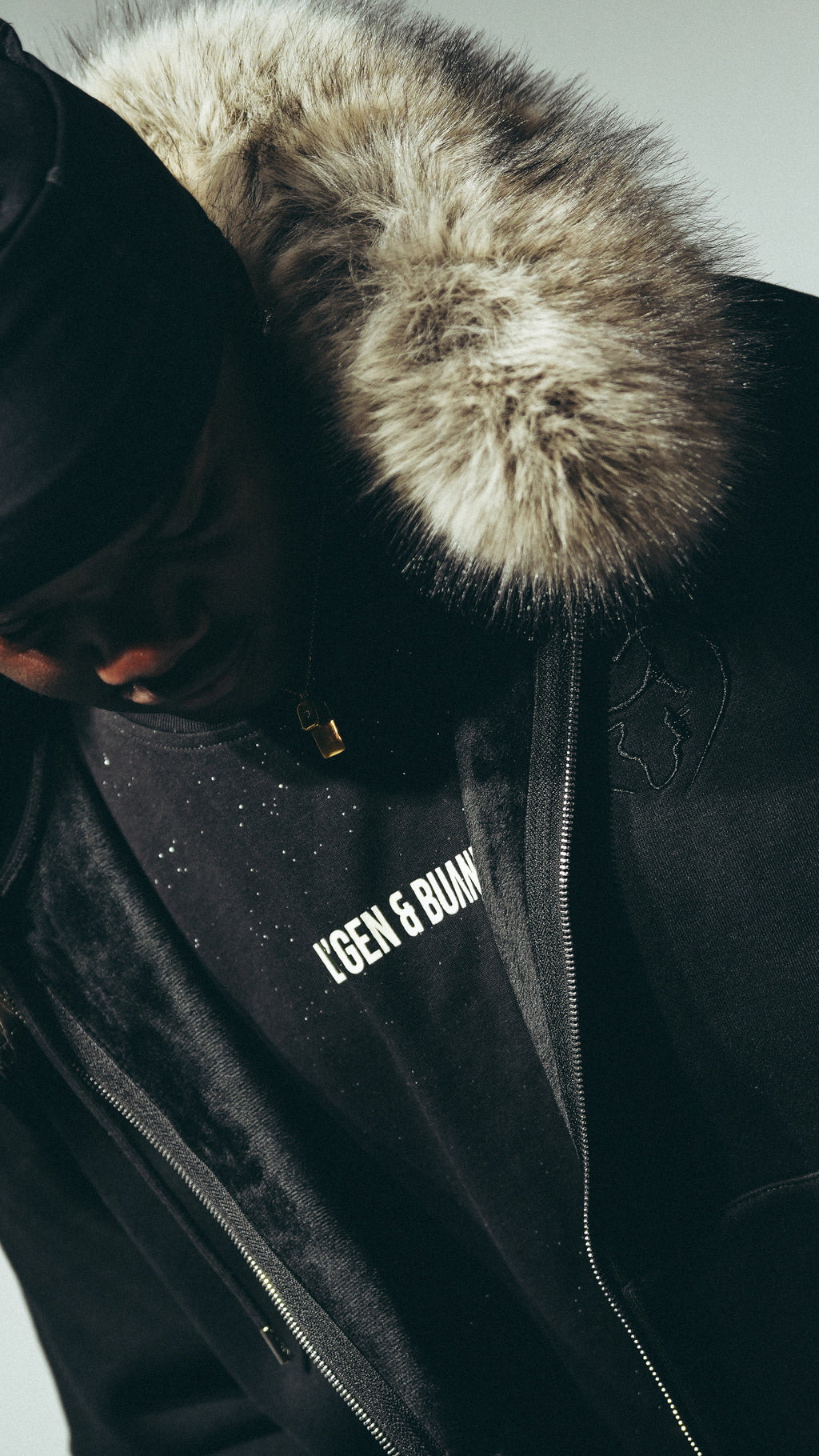 Black Hoodie with removable faux Fur