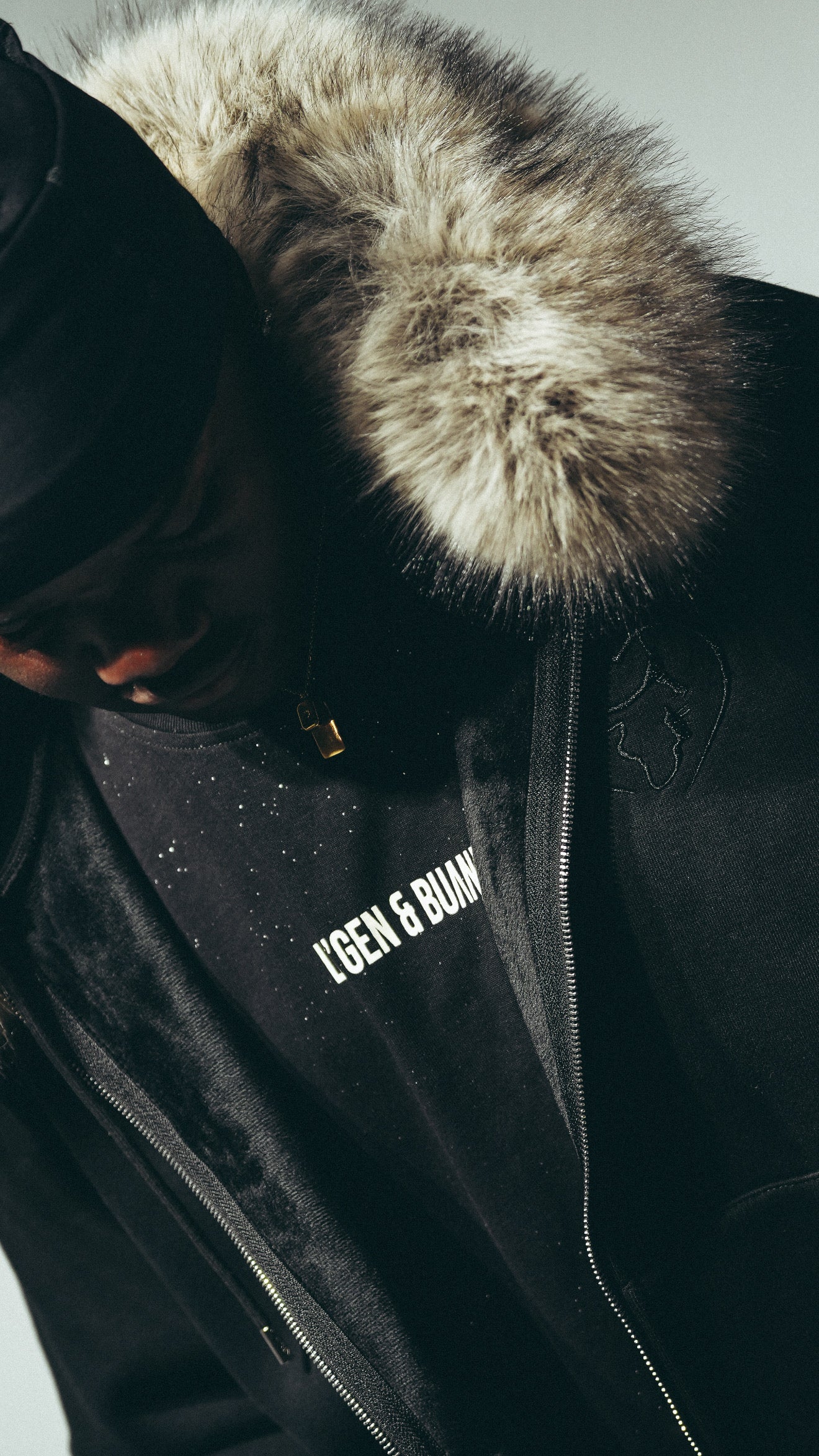 Black Hoodie with removable faux Fur