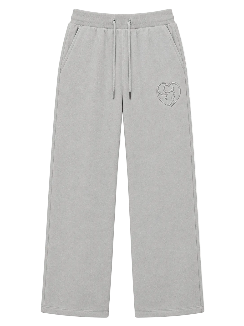Grey Cotton Fleece Straight-Leg Pants
