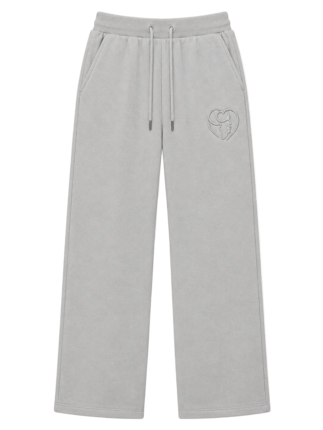 Grey Cotton Fleece Straight-Leg Pants