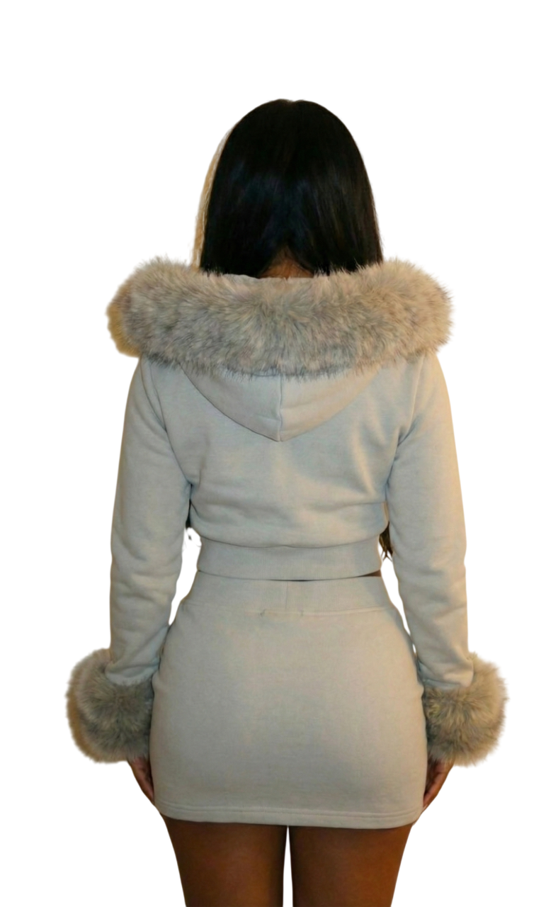 Grey Cotton Fleece Skirt